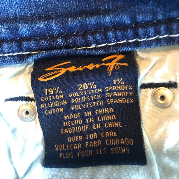 Seven 7 Blue Capri Jeans Denim Pants Women’s Size 6 Button Fly Casual Elastic - Picture 8 of 16